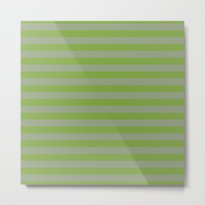 Green Horizontal Cabana Stripes Metal Print