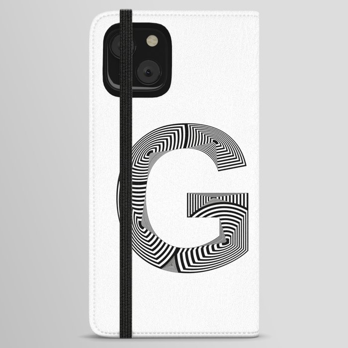 capital letter G in black and white, with lines creating volume effect iPhone Wallet Case