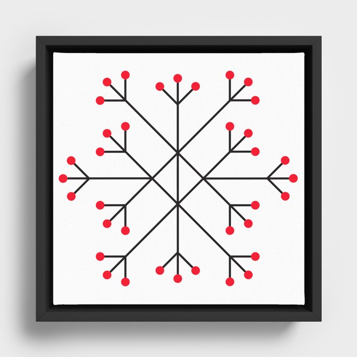Mod Snowflake Red Berries Framed Canvas