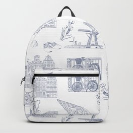Netherlands Toille de Jouy pattern in Delft Blue ink Backpack