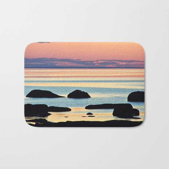 Circle of Rocks and the Sea at Dusk Bath Mat