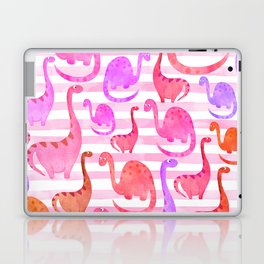 Watercolor Dinosaur Stripe Pink Laptop Skin