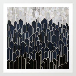 Sapphire Blue Crystals and Silver Art Print