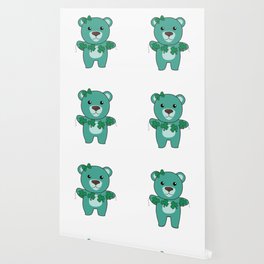 Bear With Shamrocks Cute Animals For Luck Wallpaper