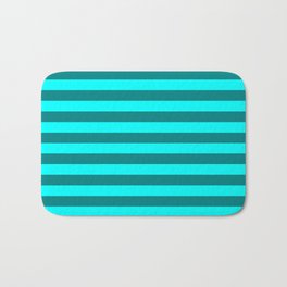 [ Thumbnail: Teal and Aqua Lines/Stripes Pattern Bath Mat ]