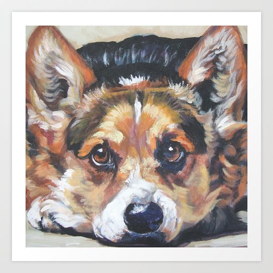 CARDIGAN WELSH CORGI Dog Painting ART 11 X 14 Print DJR 
