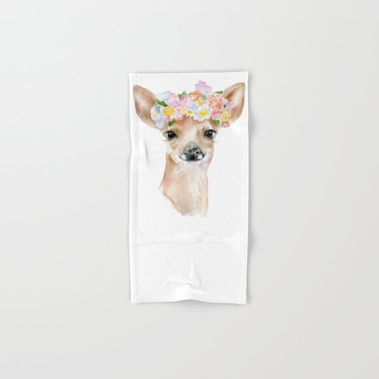 Deer Fawn Floral Watercolor Hand & Bath Towel
