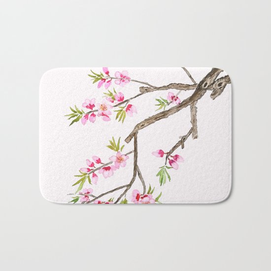 pink peach flowers Bath Mat