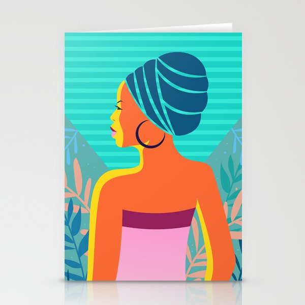 Abstract African Woman Portrait Stationery Cards By