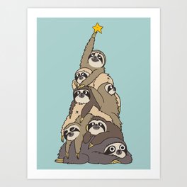 Christmas Tree  Sloths Art Print