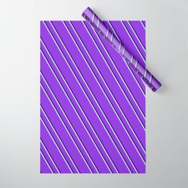 [ Thumbnail: Purple, Indigo & Powder Blue Colored Lines/Stripes Pattern Wrapping Paper ]