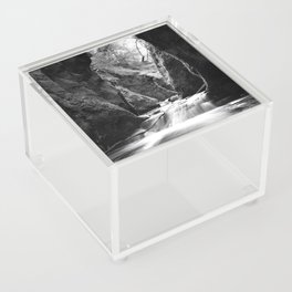 A river runs through it; river through rocky gorge time lapse black and white nature art photograph - photogrpahy - photographs Acrylic Box