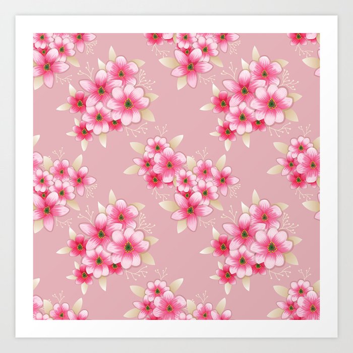 Cherry Blossom Flower Pattern 26 Art Print
