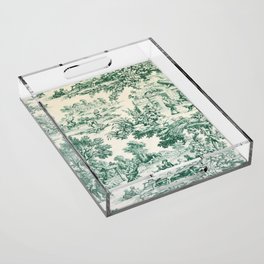 Green Toile de Jouy Acrylic Tray