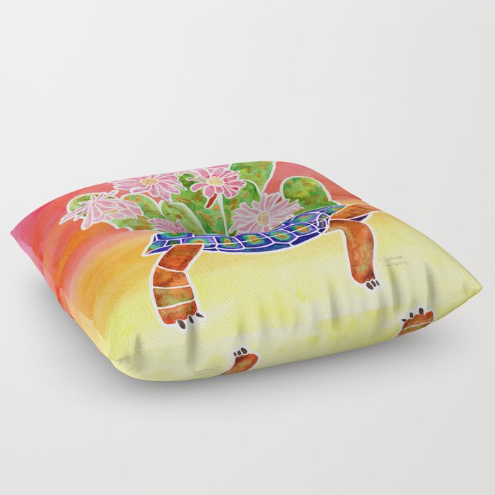 Tortoise - Sunset Ombre Background Floor Pillow