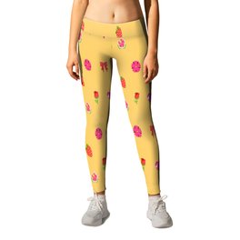 Girly Pattern Leggings | Pretty, Adorable, Graphicdesign, Girlstuff, Girlpower, Rose, Ribbonlace, Strawberry, Love, Red 