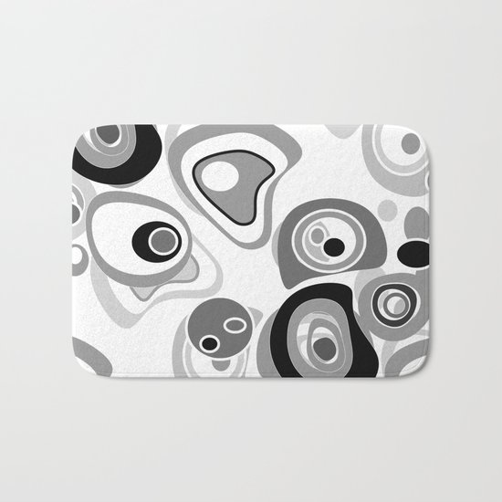Abstract black white gray polka dot pattern 2 Bath Mat
