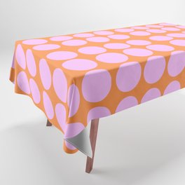 Pink On Orange Polka Dots Retro Modern Abstract Pattern Tablecloth