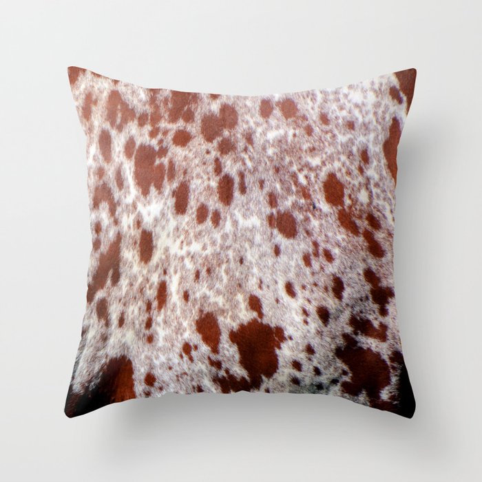 Spotted Brown Cowhide (ix 2021) Throw Pillow