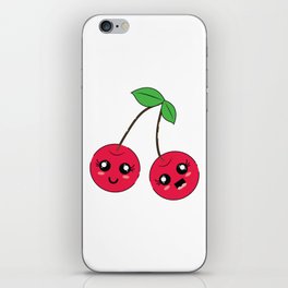 Cute Cherry Fruit Illustration iPhone Skin