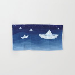 Paper boats illustration Hand & Bath Towel