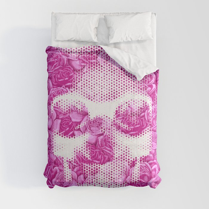 No Bed of Roses II / Halftone skull and rose design Comforter