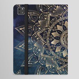 Elegant Gold Mandala Blue Galaxy iPad Folio Case
