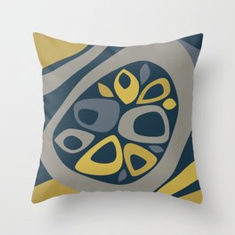 Mid Century Modern Abstract Shapes Navy, Mustard, Grey Throw Pillow