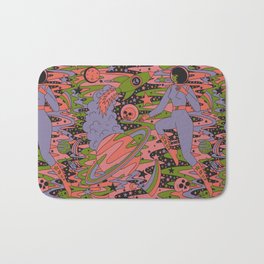 Psychedelic Space  Bath Mat | Curated, Pattern, Stars, Ink Pen, Retro, Space, Rocketship, Colored Pencil, Drawing, Aliens 