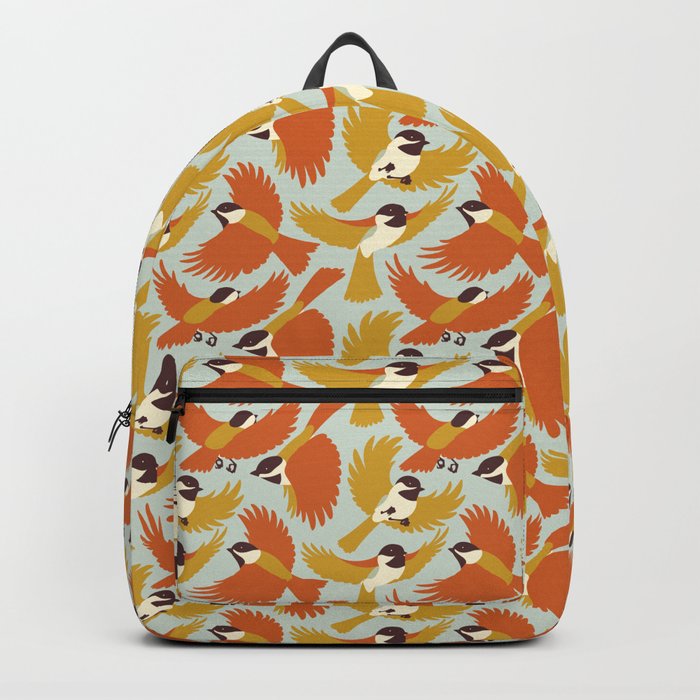 Chickadees in Orange Backpack