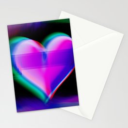 Pink Glitch Hearts Stationery Card