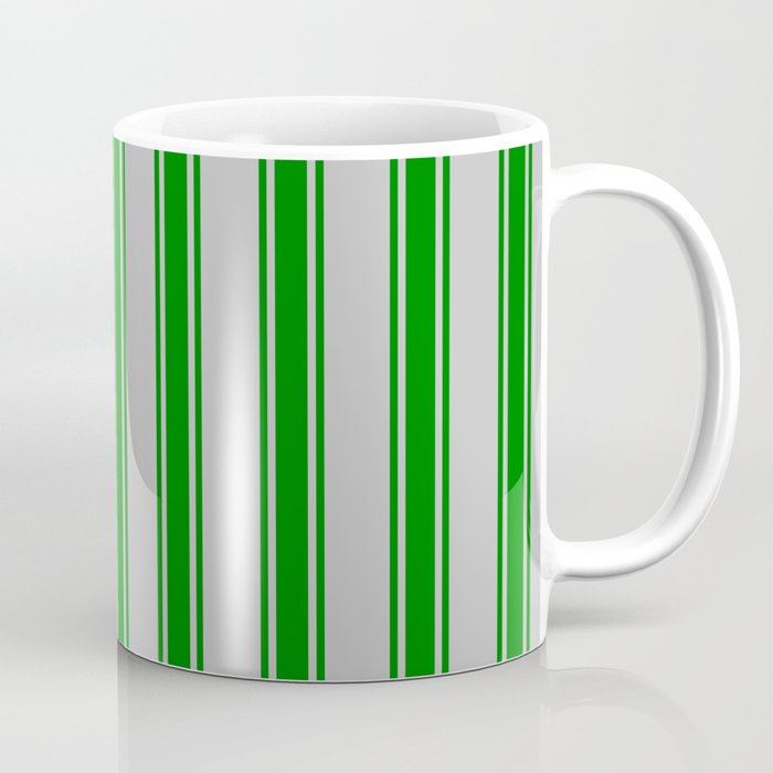 Grey and Green Colored Stripes Pattern Coffee Mug