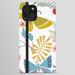 Cute, Colorful, Butterfly and Floral Garden iPhone Wallet Case