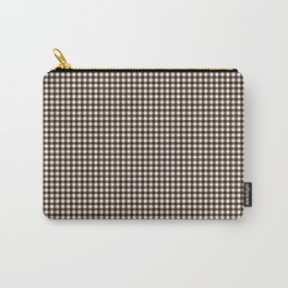Small Classic Gingham Check Plaid Pattern in Chocolate brown and White Carry-All Pouch