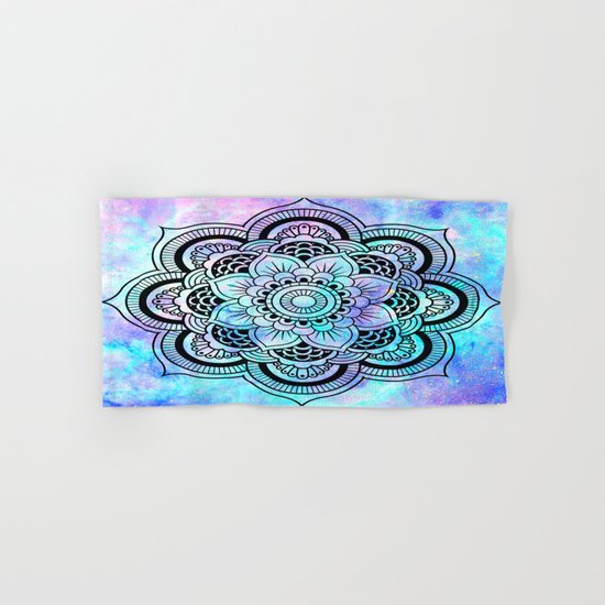 mandala pink lavender aqua galaxy space Hand & Bath Towel
