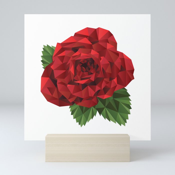 Polygonal Rose Mini Art Print