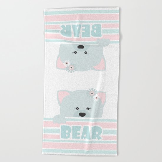 A curious bear . Beach Towel