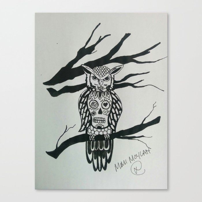 Owl candy skull  Canvas Print