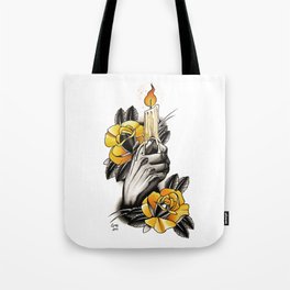 Hand holding CANDLE - tattoo Tote Bag