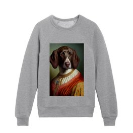 German Shorthaired Pointer Dog Breed Portrait Royal Renaissance Animal Painting Kids Crewneck