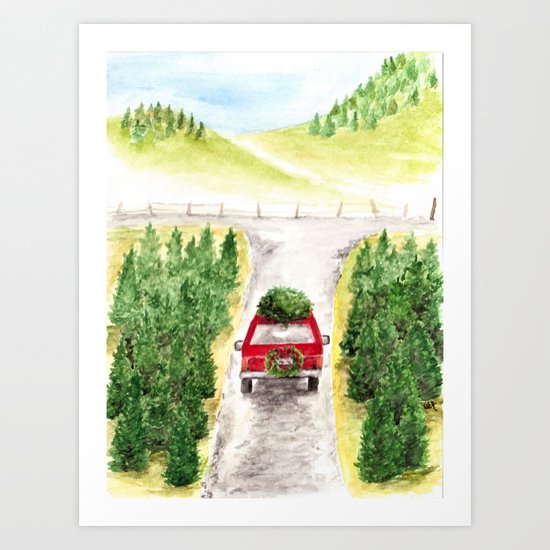 Christmas Tree Farm Watercolor Art Holiday Winter Art Print By Ahockenberry Society6