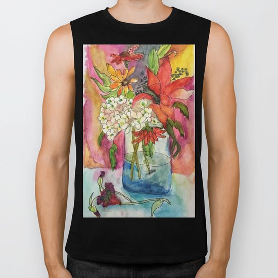 Fall Flower Bouquet Biker Tank