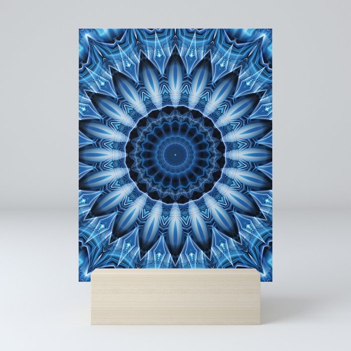 Mandala cool blue Mini Art Print