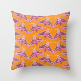 Elephant Hawk Moth - Orange Throw Pillow