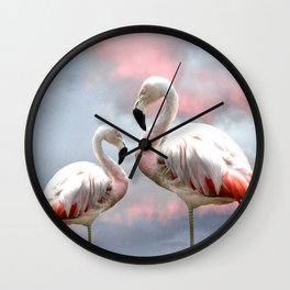 Flamingo Skies Wall Clock
