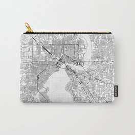 Jacksonville White Map Carry-All Pouch | Graphic, Digital, Cool, Jacksonville, Best, Poster, Pattern, City, Minimal, Black And White 