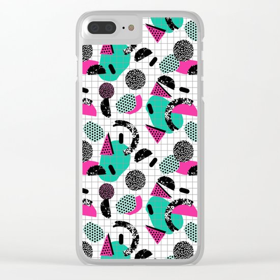 Cha Ching - abstract throwback memphis retro 80s 90s pop art grid shapes Clear iPhone Case