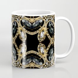 art deco jewelry bohemian champagne gold black rhinestone Coffee Mug
