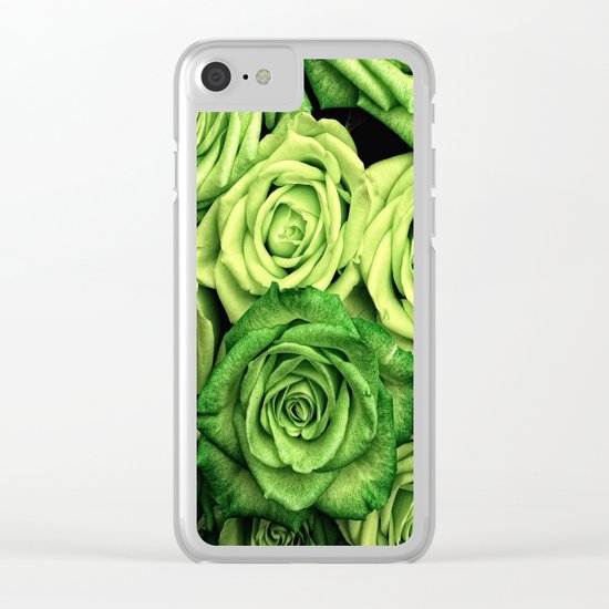 Green Roses Clear iPhone Case