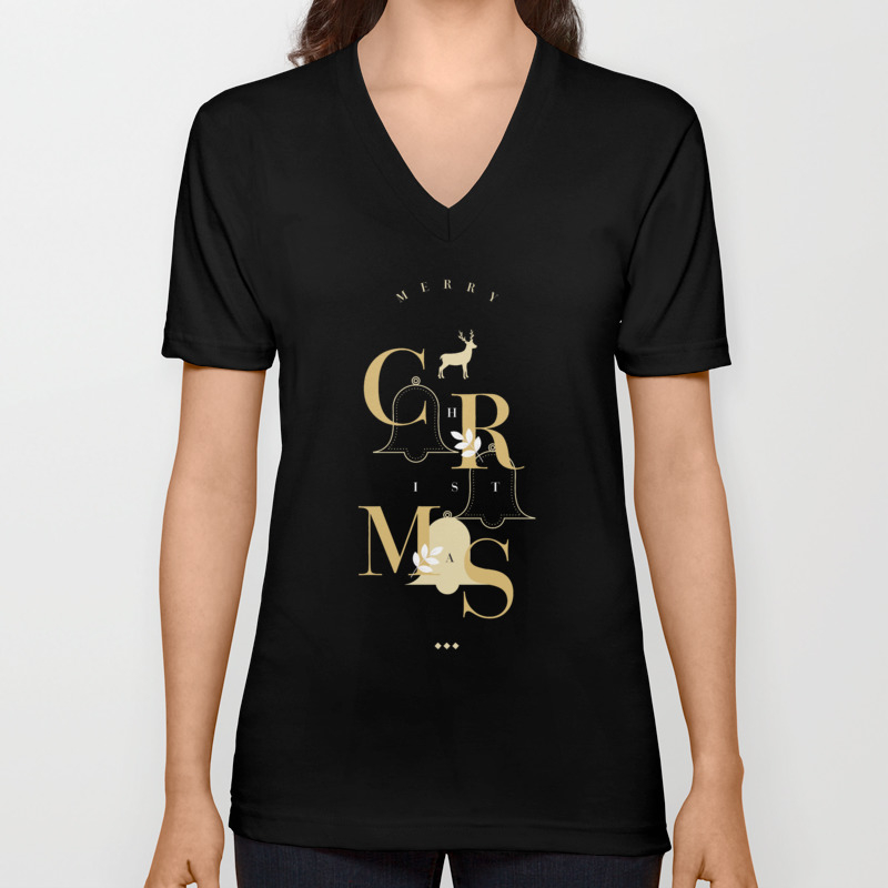 Merry Christmas Typo Unisex V Neck By Nileshkikuuchise Society6